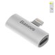Адаптер Baseus L46, не підтримує функції мікрофона, Lightning to Dual Lightning 2 в1, Lightning, сріблястий, 2 A, #CAL46-S1