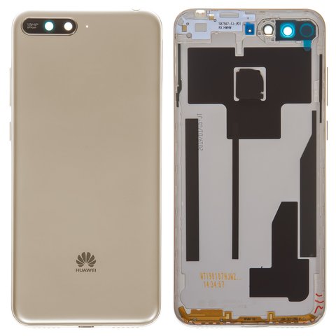 Задняя панель корпуса для Huawei Y6 2018 , золотистая, со стеклом камеры, с боковыми кнопками, Original PRC , логотип Huawei