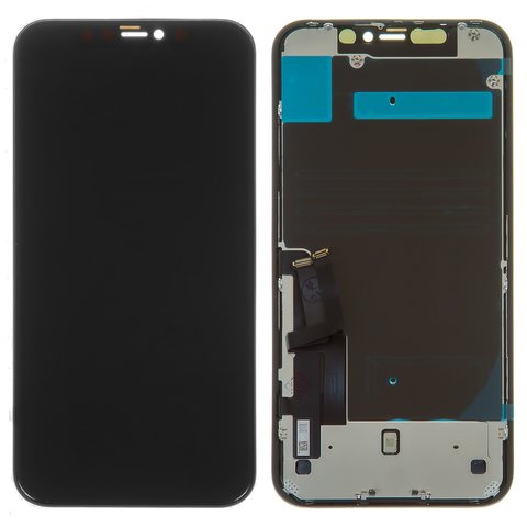 Дисплей для iPhone 11, чорний, з рамкою, Оригінал переклеєне скло , з захисним екраном дисплея