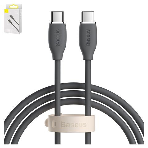 USB кабель Baseus Jelly Liquid Silica Gel, 2xUSB тип C, 120 см, 100 Вт, чорний, #CAGD030001