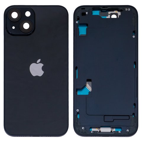 Корпус для iPhone 14, чорний, з тримачем SIM карти, з боковими кнопками, High Copy, Global, midnight