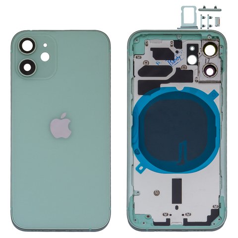 Корпус для iPhone 12 mini, зелений, з тримачем SIM карти, з боковими кнопками, High Copy, green