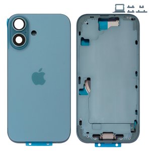 Корпус для iPhone 16, зелений, з тримачем SIM карти, з боковими кнопками, Original PRC , EU Version, teal