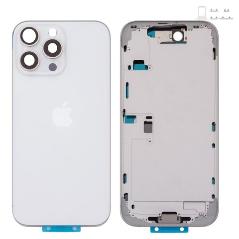 Корпус для iPhone 16 Pro Max, білий, з тримачем SIM карти, з боковими кнопками, Original PRC , EU Version, white titanium