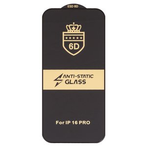 Захисне скло ESD 6D для Apple iPhone 16 Pro, iPhone 17, сумісне з чохлом, Full Glue, Anti Static, без упаковки , чорний