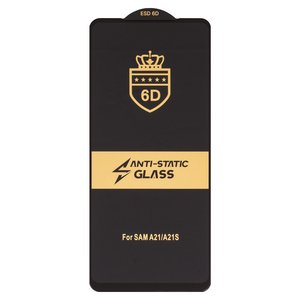 Захисне скло ESD 6D для Samsung A215 Galaxy A21, A217 Galaxy A21s, сумісне з чохлом, Full Glue, Anti Static, без упаковки , чорний