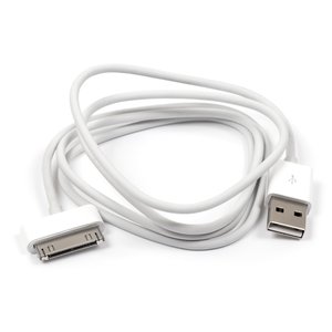 Cable USB, USB tipo A, 30 pin para Apple, blanco