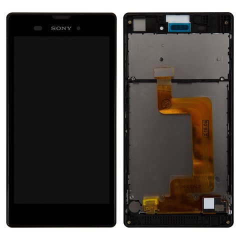 LCD compatible with Sony D5102 Xperia T3, D5103 Xperia T3, D5106 Xperia T3, black, with frame 
