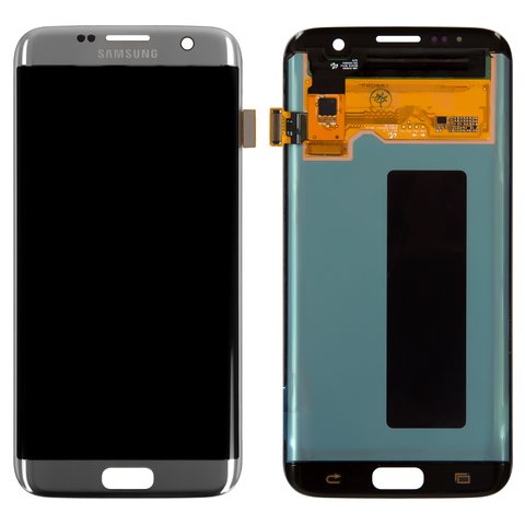 LCD compatible with Samsung G935 Galaxy S7 EDGE, silver, without frame, original change glass 