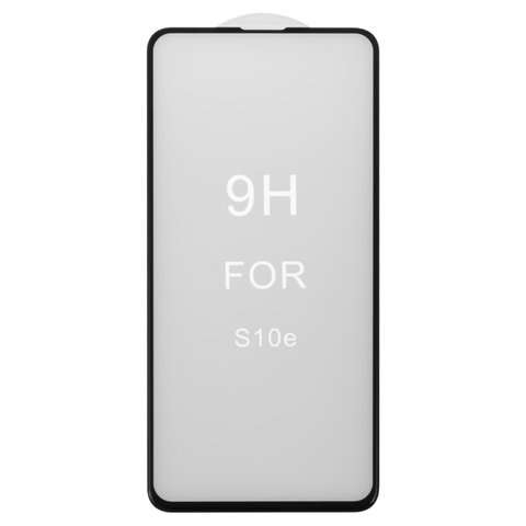 Tempered Glass Screen Protector All Spares compatible with Samsung G970 Galaxy S10e, 5D Full Glue, black, the layer of glue is applied to the entire surface of the glass 