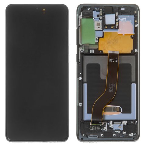 LCD compatible with Samsung G985 Galaxy S20 Plus, G986 Galaxy S20 Plus 5G, black, with frame, Original PRC , cosmic black 