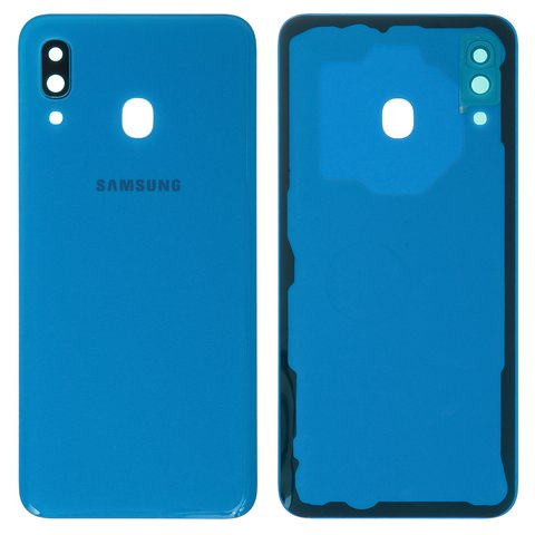 Panel trasero de carcasa puede usarse con Samsung A305F DS Galaxy A30, azul, con vidrio de cámara