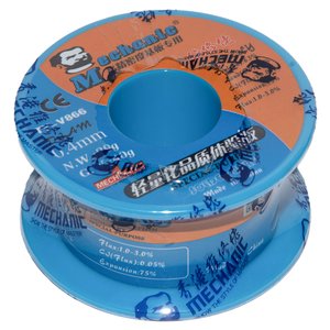 Estaño Mechanic TY V866, Sn 63% , Pb 37%, flux 1 3%, 0,4 mm, 40 g