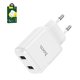 Mains Charger Hoco N7, (10.5 W, white, without cable, 2 outputs) #6931474740557