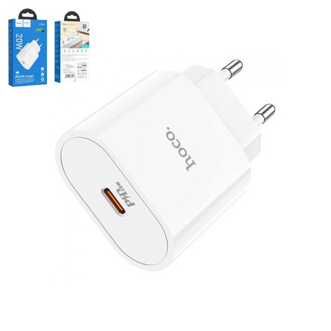 Mains Charger Hoco C94A, 20 W, Power Delivery PD , Fast Charge, white, without cable, 1 output  #6931474762177