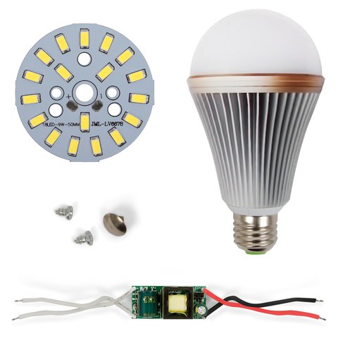 LED Light Bulb DIY Kit SQ Q24 5730 9 W cold white, E27 , Dimmable