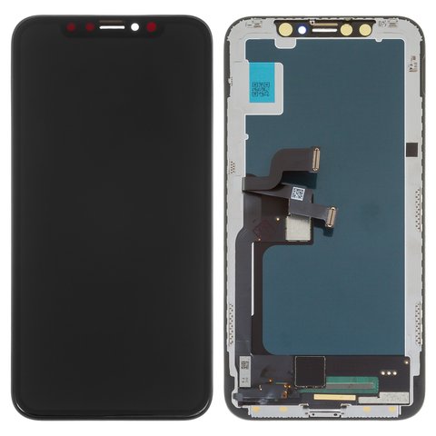 LCD compatible with iPhone X, black, with frame, AAA, TFT , JK 