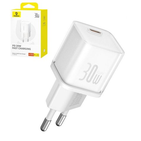 Mains Charger Baseus GaN5S, 30 W, Fast Charge, white, 1 output #P10162504213 00