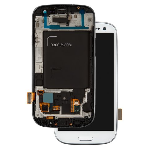 Pantalla LCD puede usarse con Samsung I9300i Galaxy S3 Duos, I9301 Galaxy S3 Neo, blanco, con marco, original vidrio reemplazado 