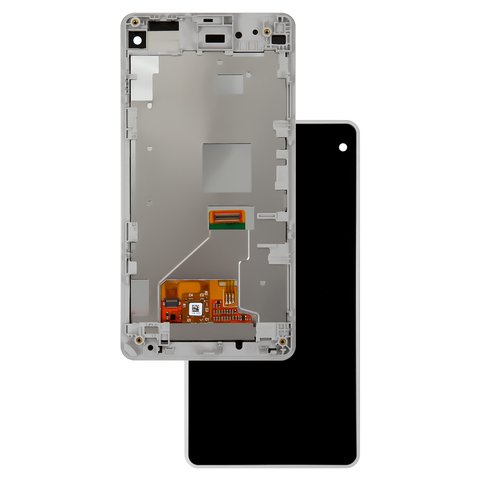 Pantalla LCD puede usarse con Sony D5503 Xperia Z1 Compact Mini, blanco, con marco, High Copy