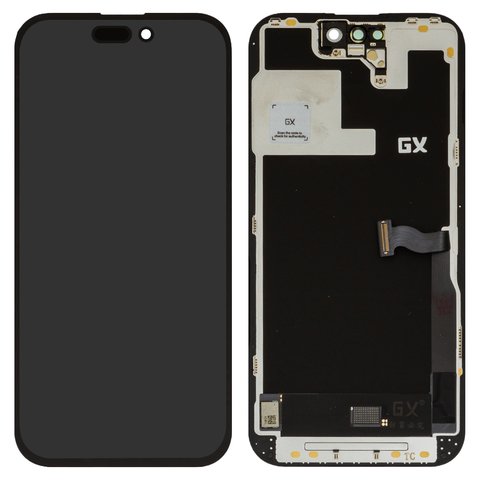 Pantalla LCD puede usarse con iPhone 14 Pro, negro, con marco, OLED , GX OEM hard