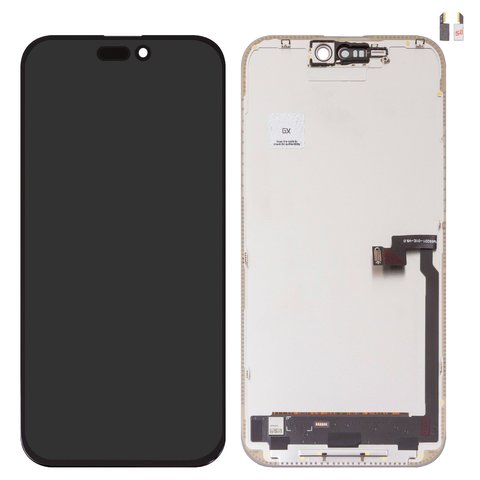 Pantalla LCD puede usarse con iPhone 16 Pro Max, negro, con marco, HC, sin microchip, OLED , GX OEM hard