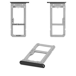 Держатель SIM карты для Samsung G950FD Galaxy S8, G955FD Galaxy S8 Plus, черный, midnight Black, dual SIM