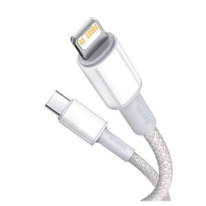 USB кабель Baseus High Density Braided, USB тип C, Lightning, 100 см, 20 Вт, білий, в нейлоновому обплетенні, #CATLGD 02