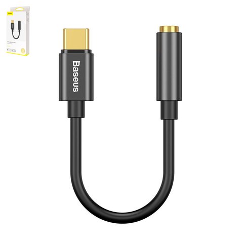 Адаптер Baseus L54, с USB тип C к 3,5 мм, поддерживает функции микрофона, USB тип C, TRS 3.5 мм, черный, #CATL54 01