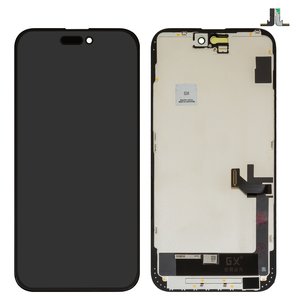 Дисплей для iPhone 15 Plus, черный, с рамкой, HC, OLED , GX OEM hard