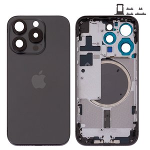 Корпус для iPhone 15 Pro, черный, с держателем SIM карты, с боковыми кнопками, Original PRC , EU Version, black titanium
