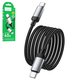 USB кабель Hoco X117, 2xUSB тип-C, 100 см, 60 Вт, чорний, з індикатором, в нейлоновому обплетенні, #6942007652582
